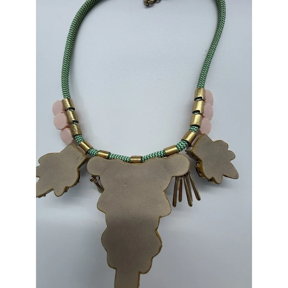 J.Crew Dragonfly Crystal Statement Necklace Multi-Color Light‎ Gold Ox Leather